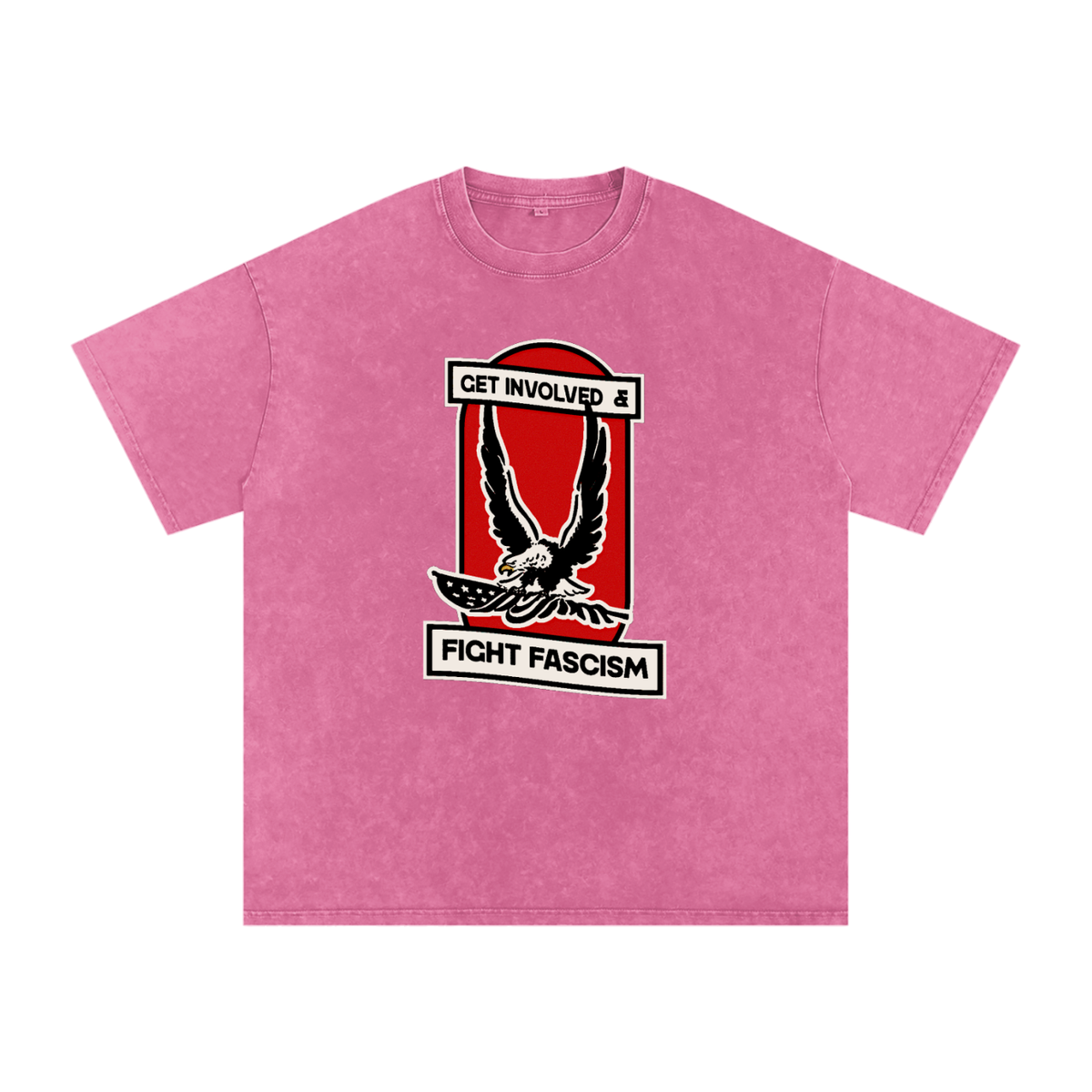 Fight Fascism Snow Washed Oversized Cotton T-Shirt