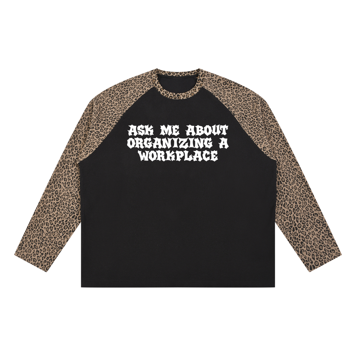 Workplace Organizing Unisex Leopard Panel Raglan Sleeve T-Shirt