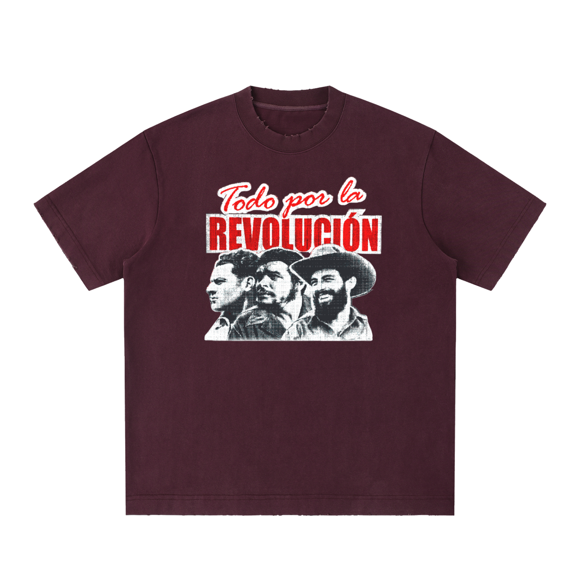 Todo Por La Revolucion Heavyweight Vintage Washed Frayed T-Shirt