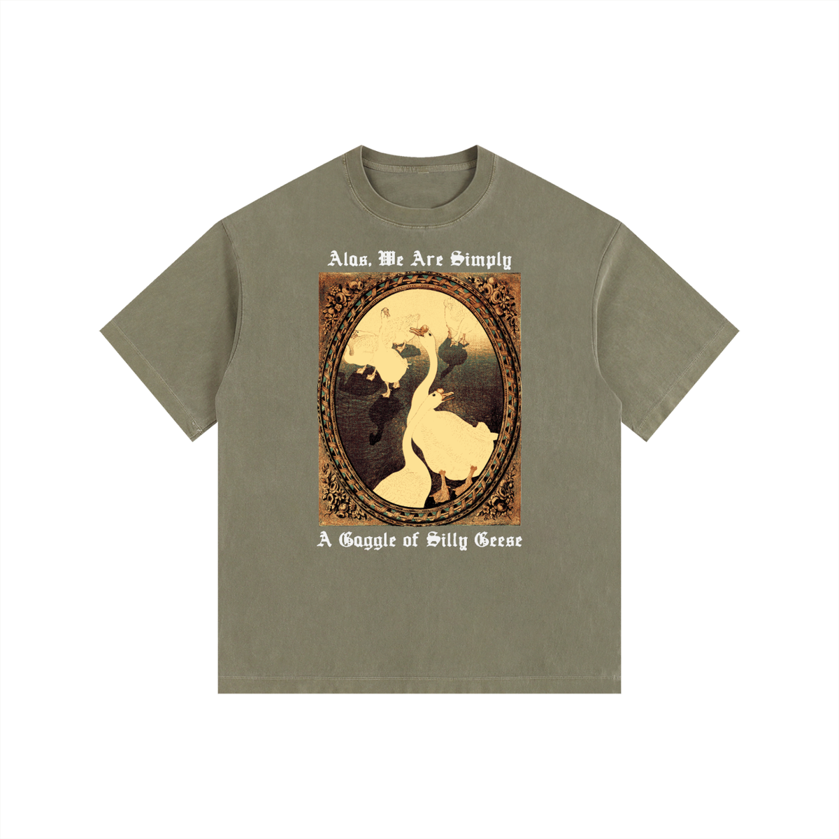 Silly Geese Vintage Washed Oversized Cotton T-Shirt