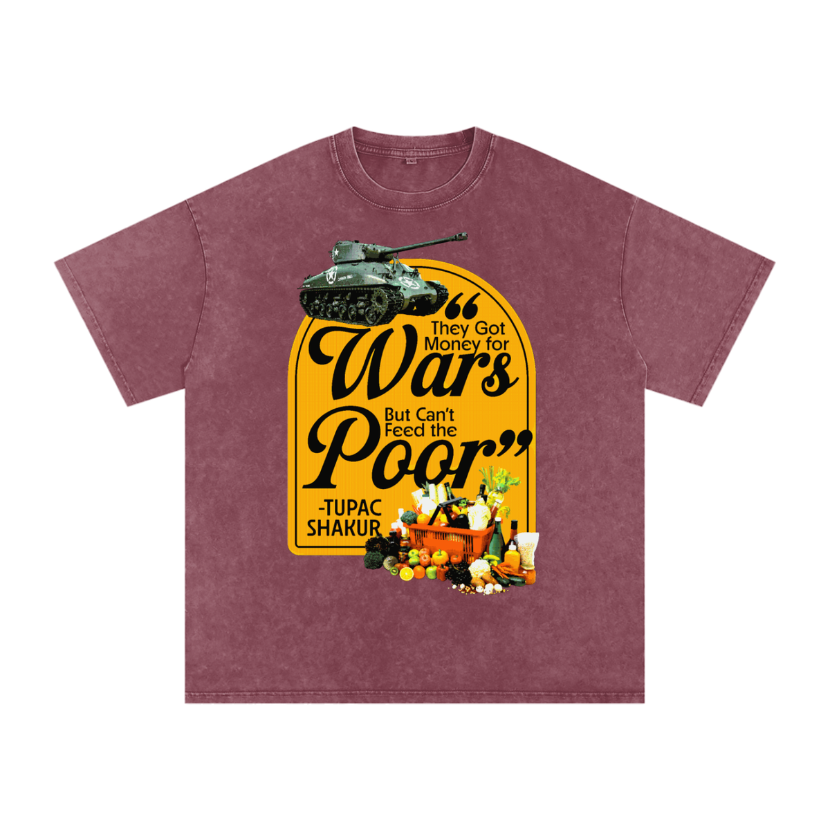 Money For Wars  Snow Washed Oversized Cotton T-Shirt