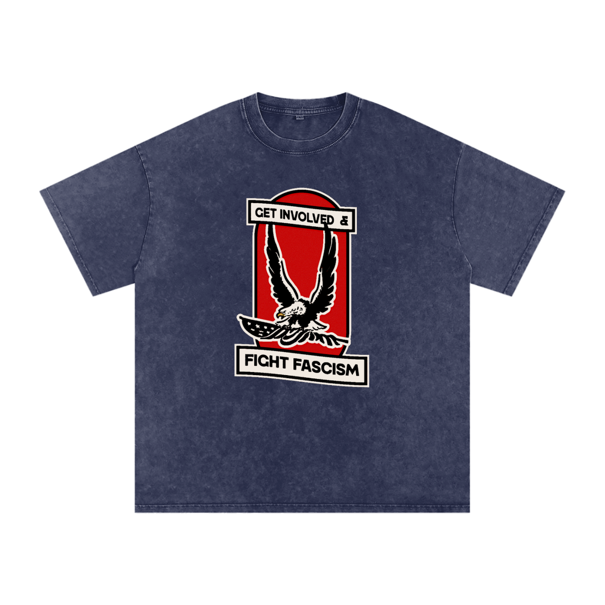 Fight Fascism Snow Washed Oversized Cotton T-Shirt