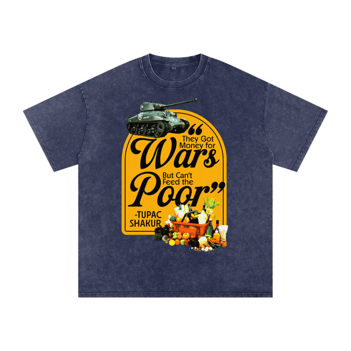 Money For Wars  Snow Washed Oversized Cotton T-Shirt