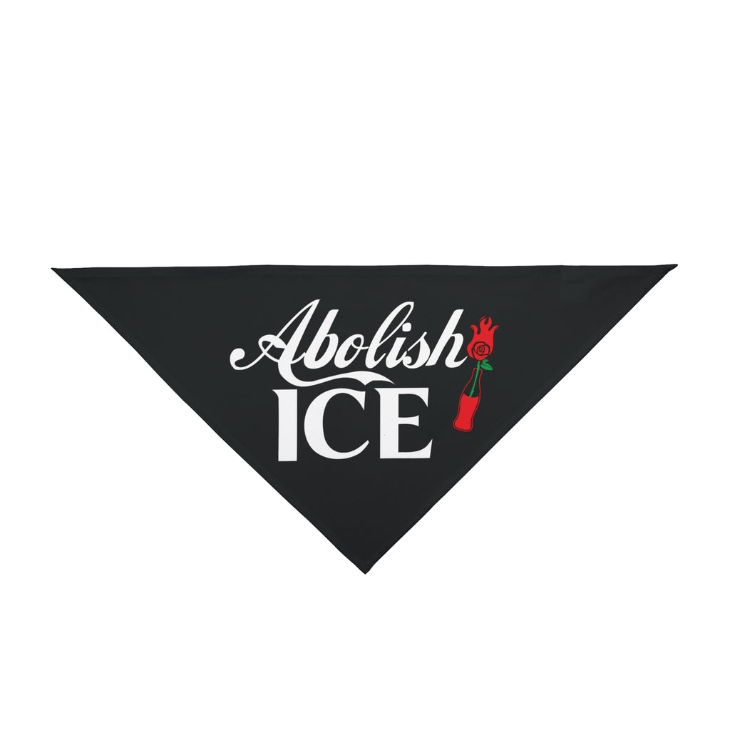 Abolish ICE Pet Bandana — Black Political Statement Dog Scarf with Rose Graphic
