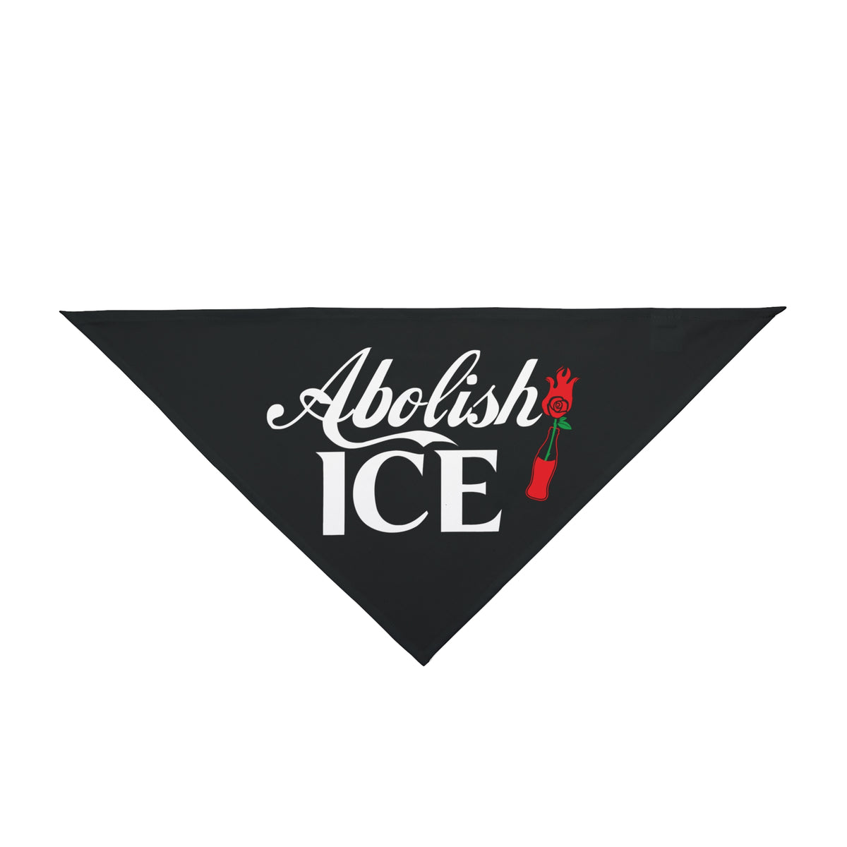 Abolish ICE Pet Bandana — Black Political Statement Dog Scarf with Rose Graphic