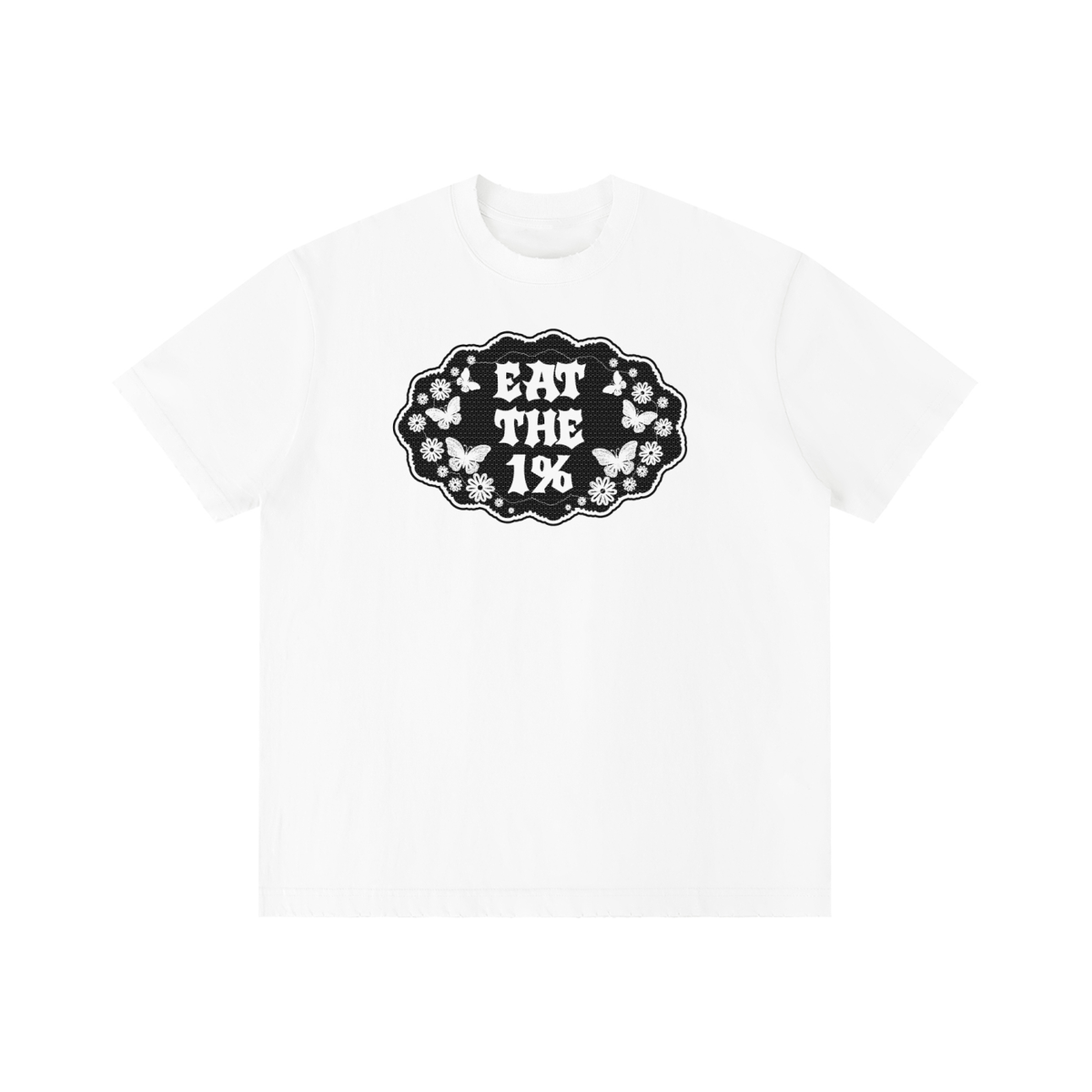 Eat the 1 Percent Black Print Unisex Oversized Cotton T-Shirt