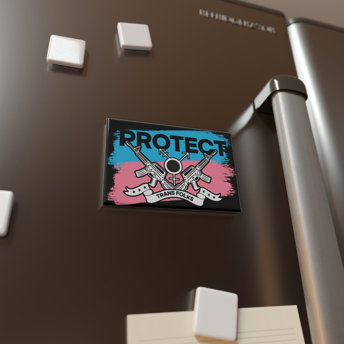 Protect Trans Folks Rectangle Magnet — Trans Pride Support Magnet