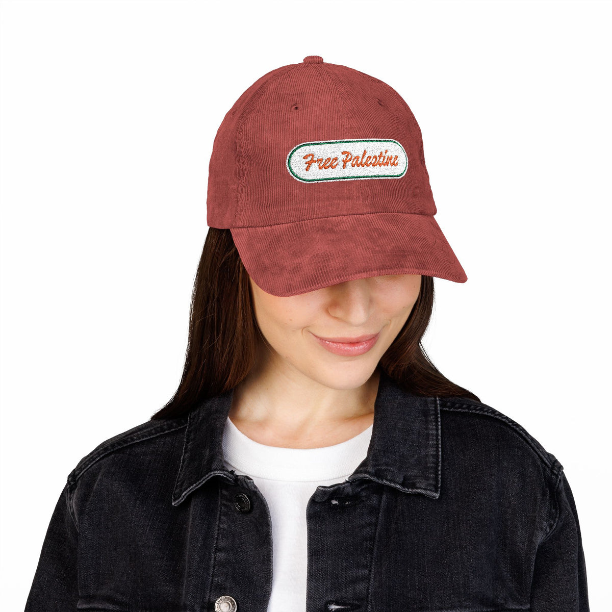 Vintage Corduroy Cap - Embroidered "Free Palestine" Patch, Retro Casual Hat