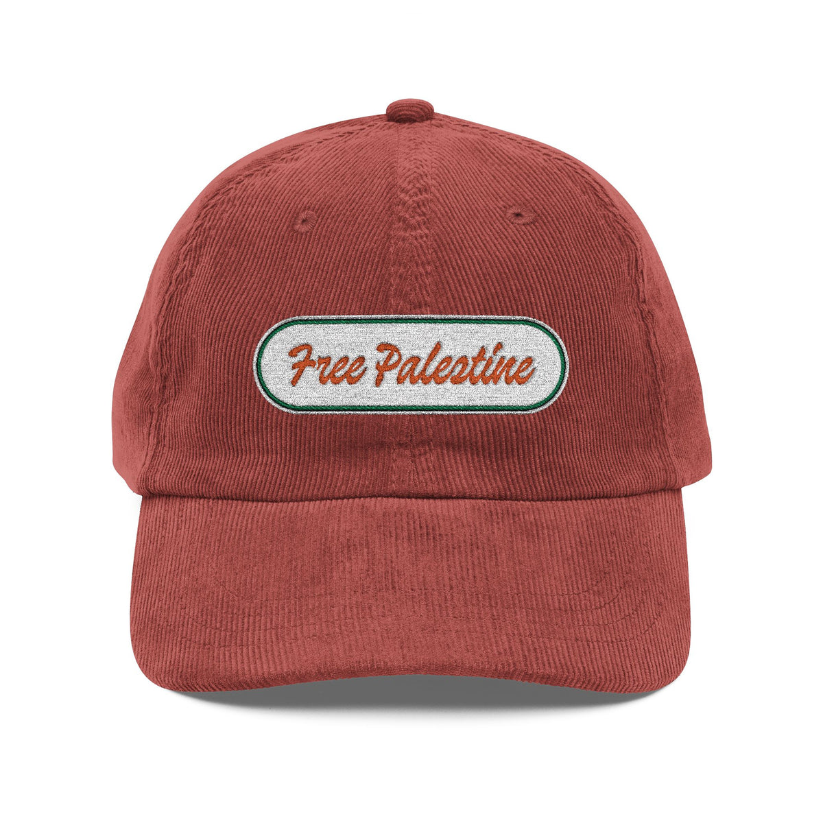 Vintage Corduroy Cap - Embroidered "Free Palestine" Patch, Retro Casual Hat