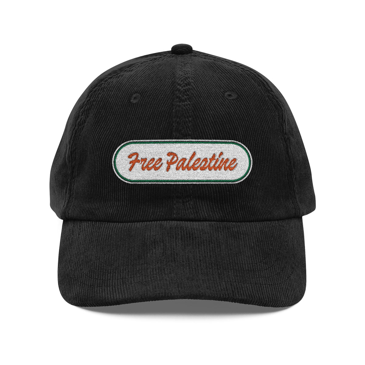 Vintage Corduroy Cap - Embroidered "Free Palestine" Patch, Retro Casual Hat