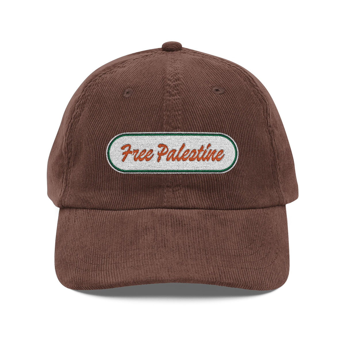 Vintage Corduroy Cap - Embroidered "Free Palestine" Patch, Retro Casual Hat