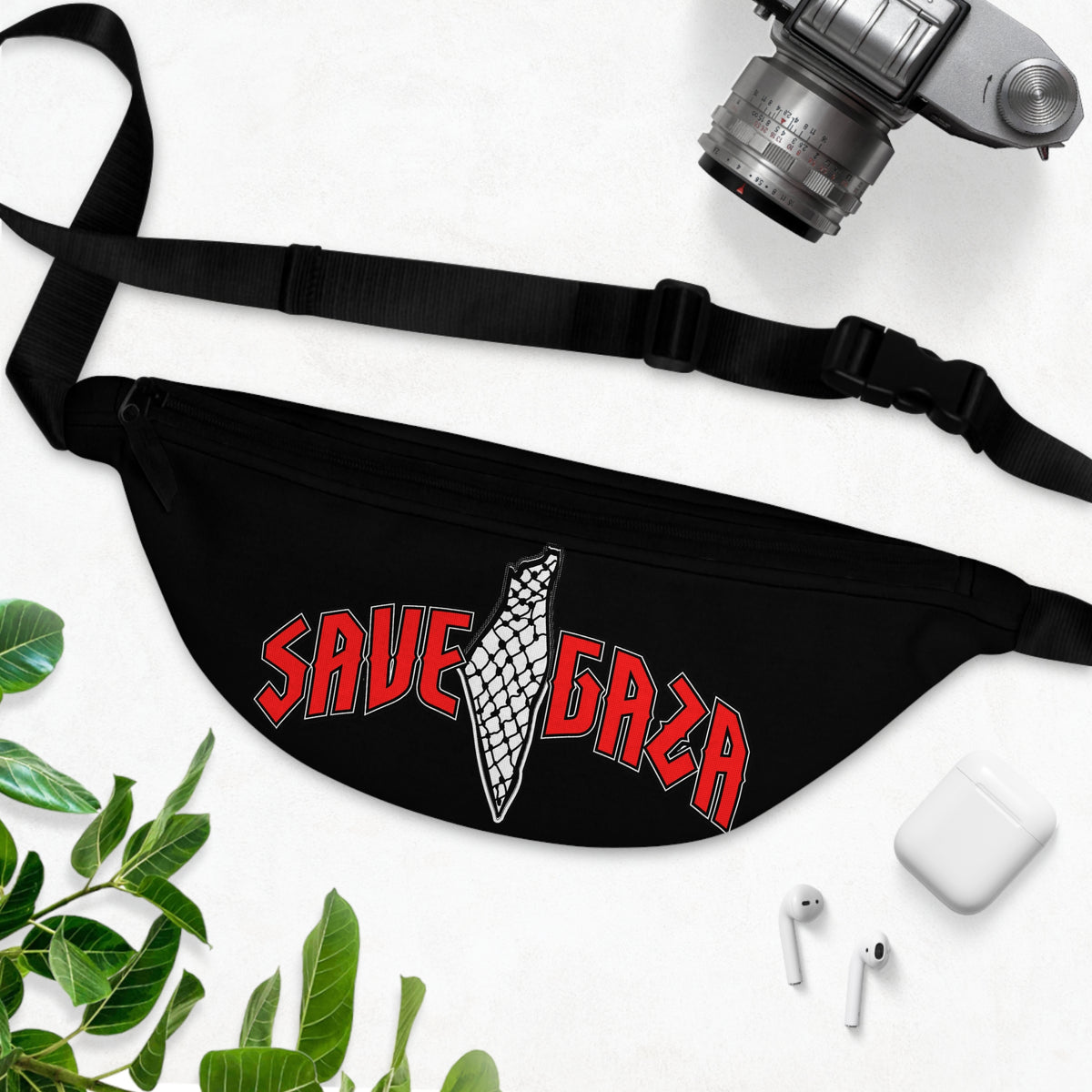 Save Gaza Fanny Pack — Activist Waist Bag with Keffiyeh Graphic