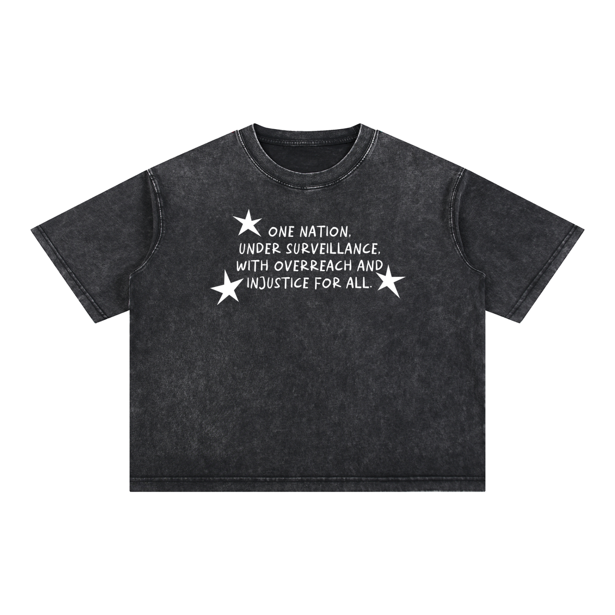 One Nation, Under Surveillance Mineral Wash Boxy Cotton T-Shirt