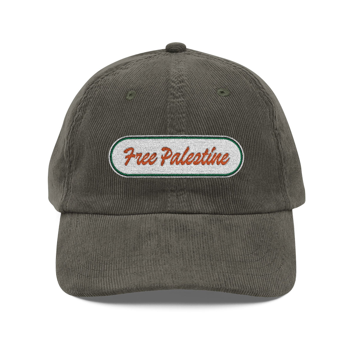 Vintage Corduroy Cap - Embroidered "Free Palestine" Patch, Retro Casual Hat