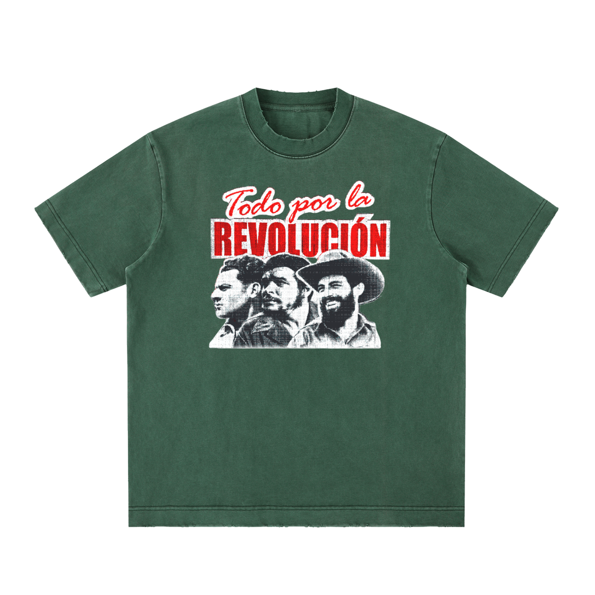 Todo Por La Revolucion Heavyweight Vintage Washed Frayed T-Shirt