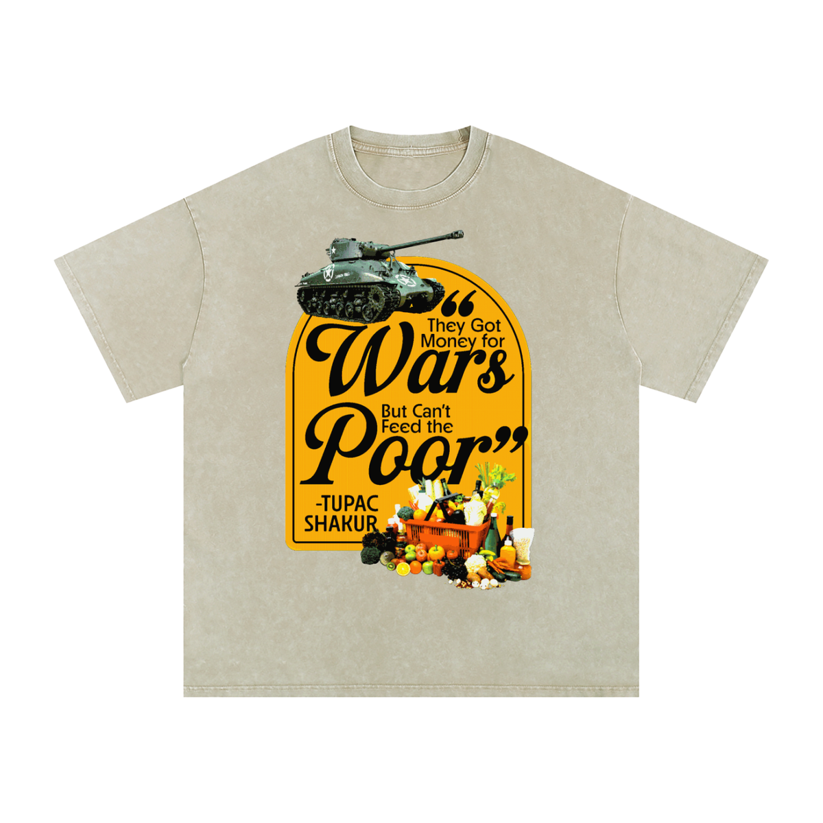 Money For Wars  Snow Washed Oversized Cotton T-Shirt