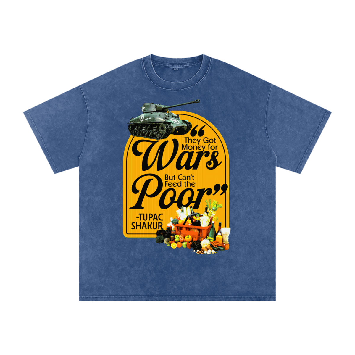 Money For Wars  Snow Washed Oversized Cotton T-Shirt