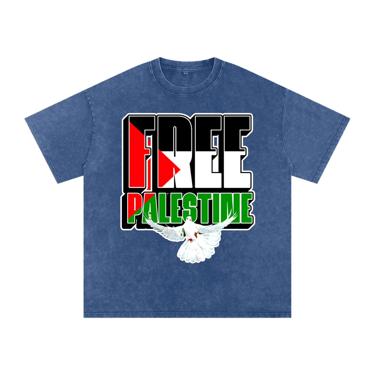 Free Palestine Snow Washed Oversized Cotton T-Shirt
