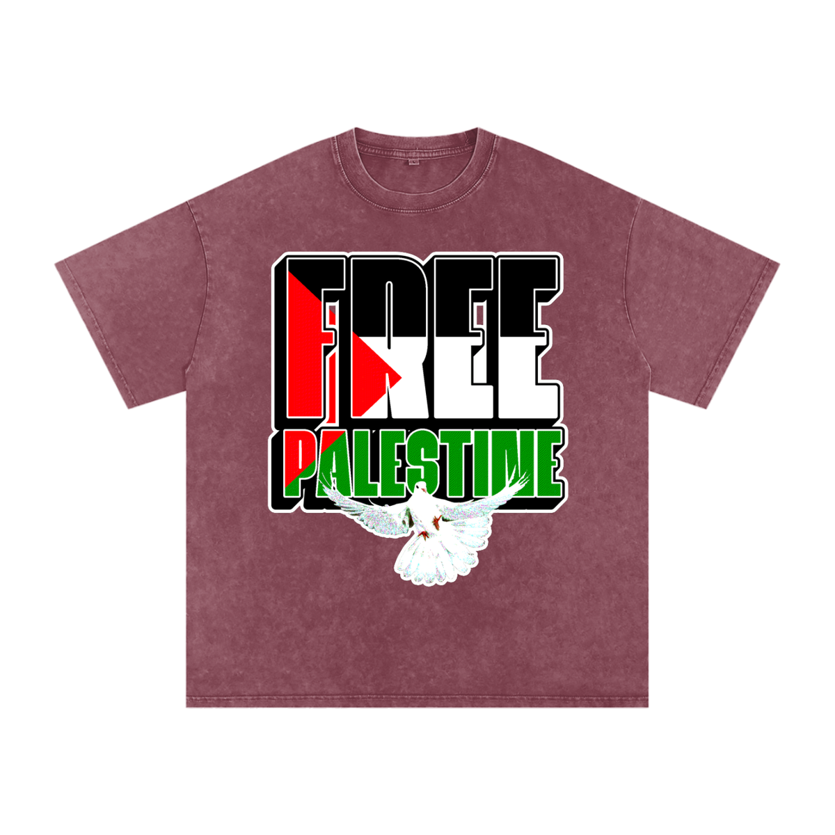 Free Palestine Snow Washed Oversized Cotton T-Shirt
