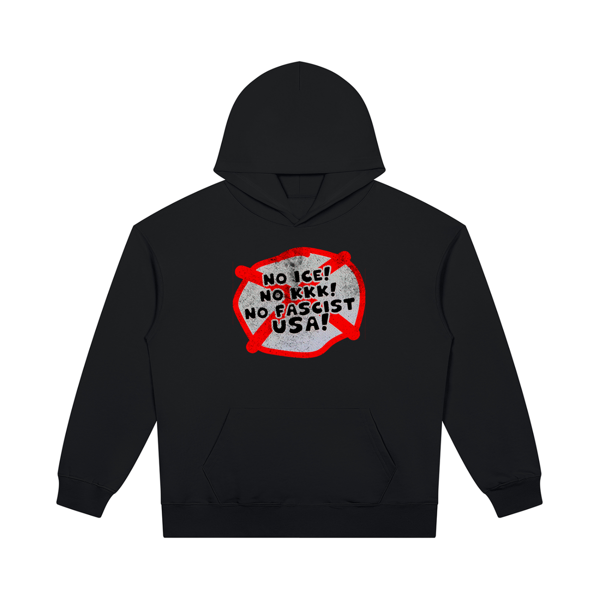 No ICE No KKK No Fascist USA Snow Wash Fleece Oversize Hoodie