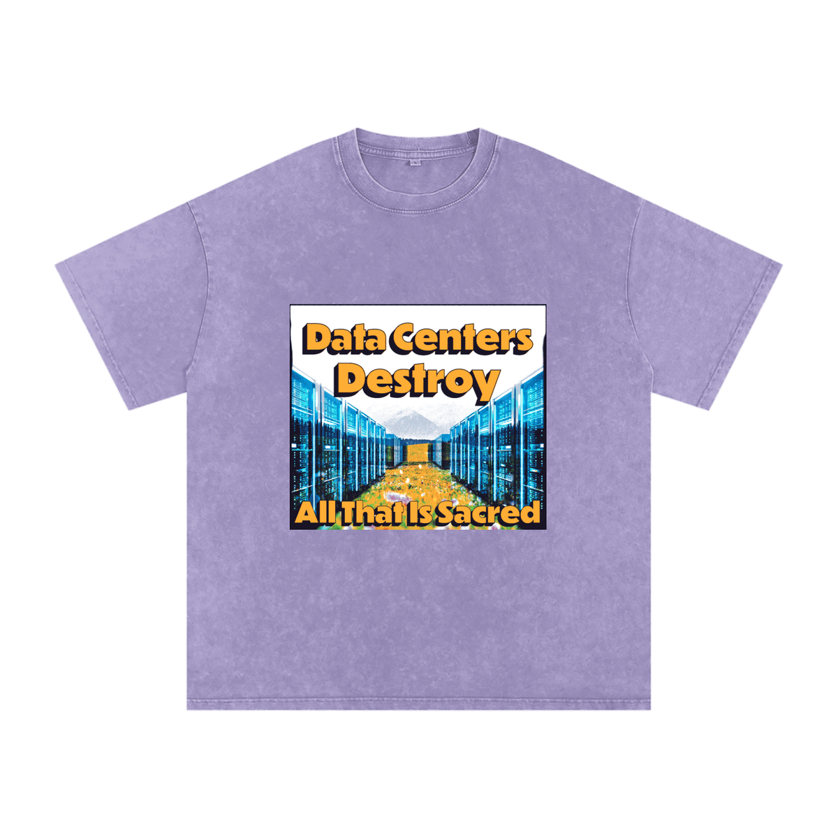 Data Center Destroy Snow Washed Oversized Cotton T-Shirt