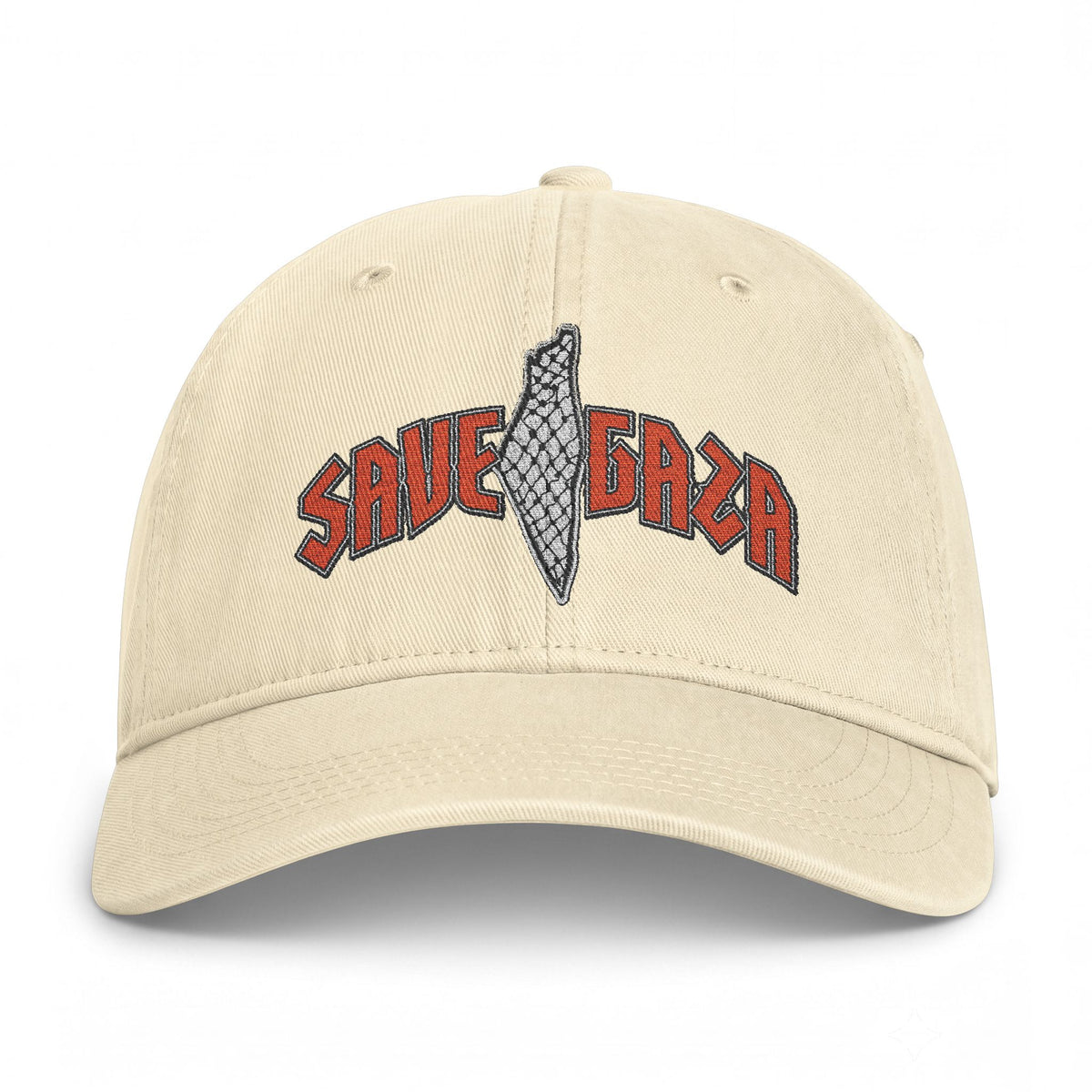 Save Gaza Embroidered Cap — Washed Coastal Baseball Hat