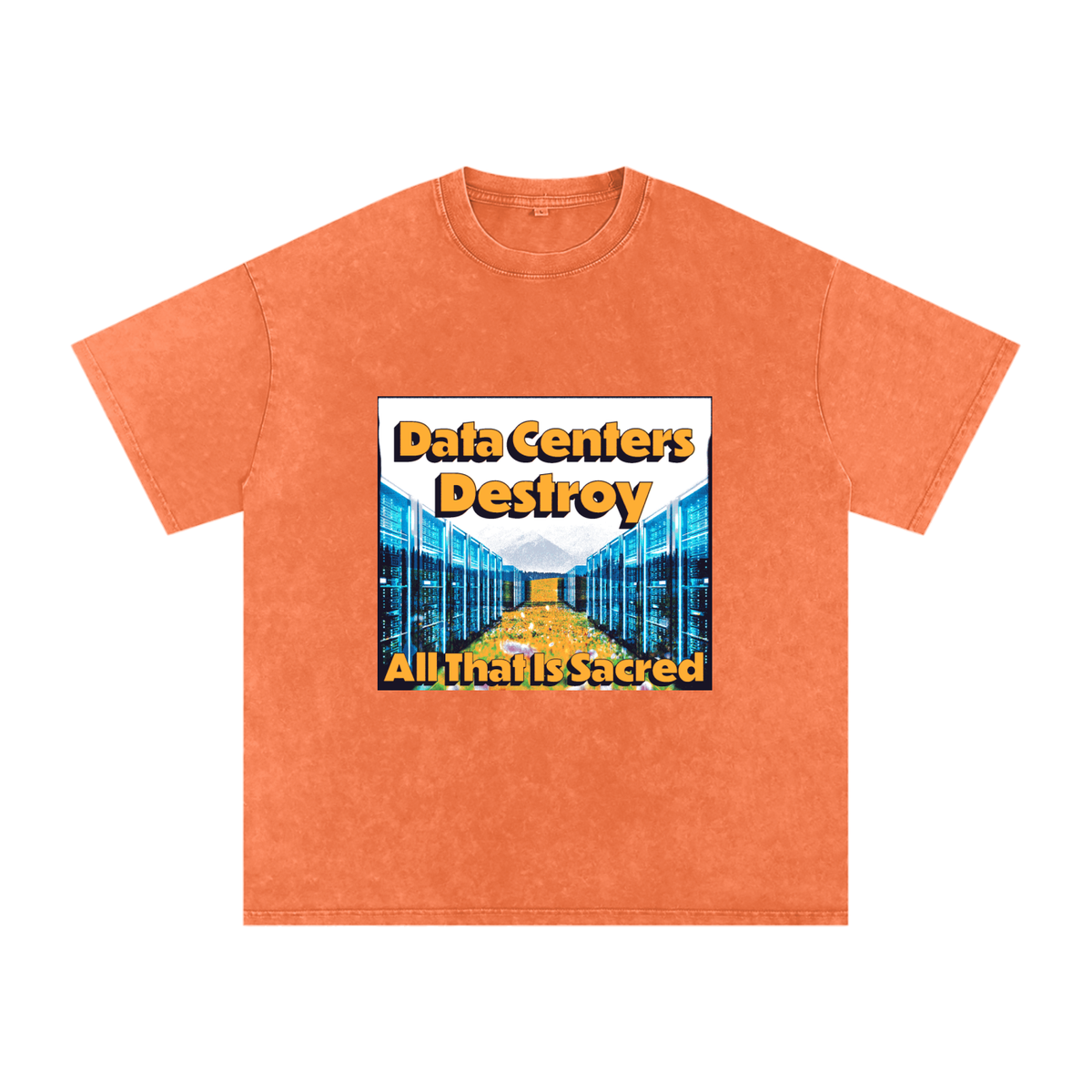 Data Center Destroy Snow Washed Oversized Cotton T-Shirt