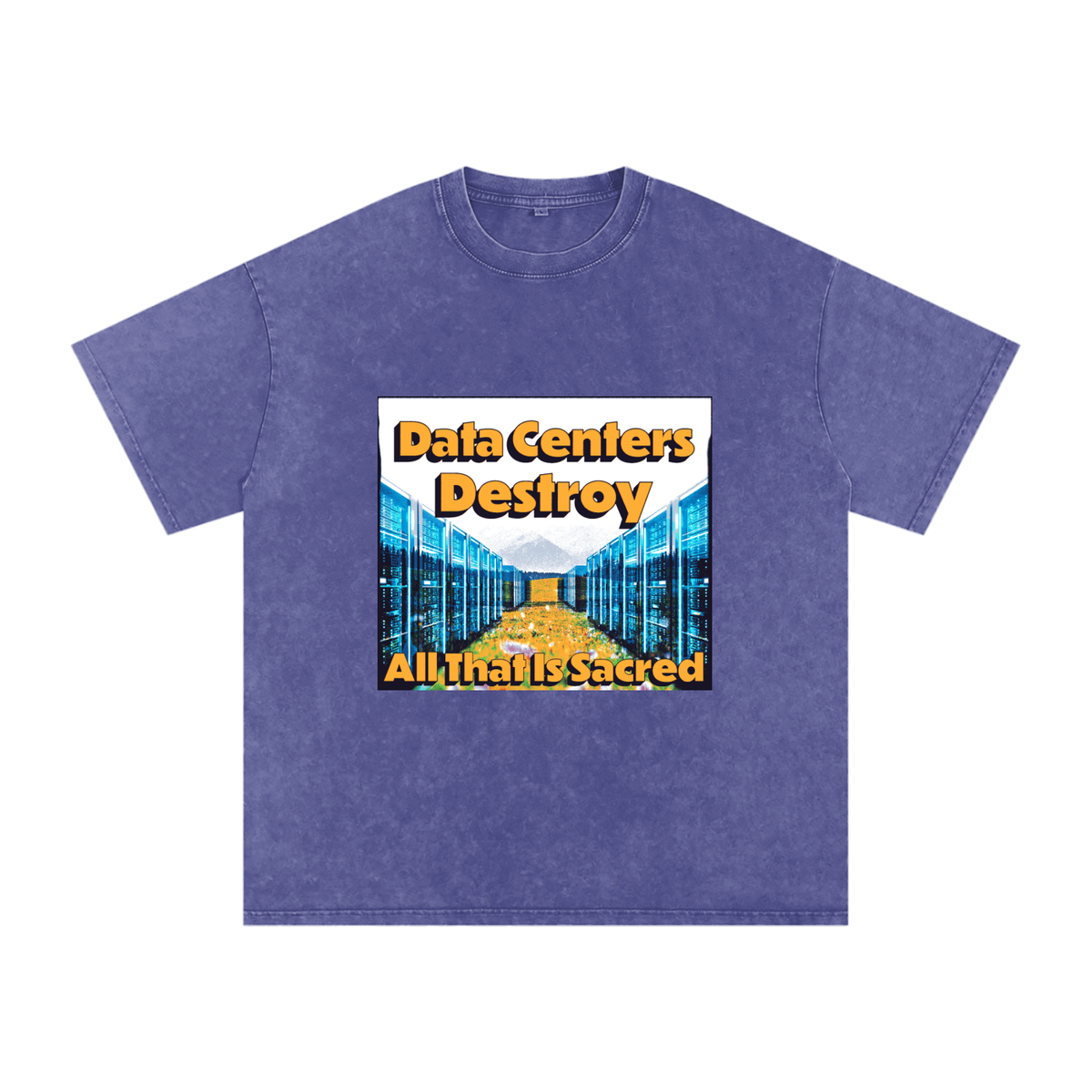 Data Center Destroy Snow Washed Oversized Cotton T-Shirt