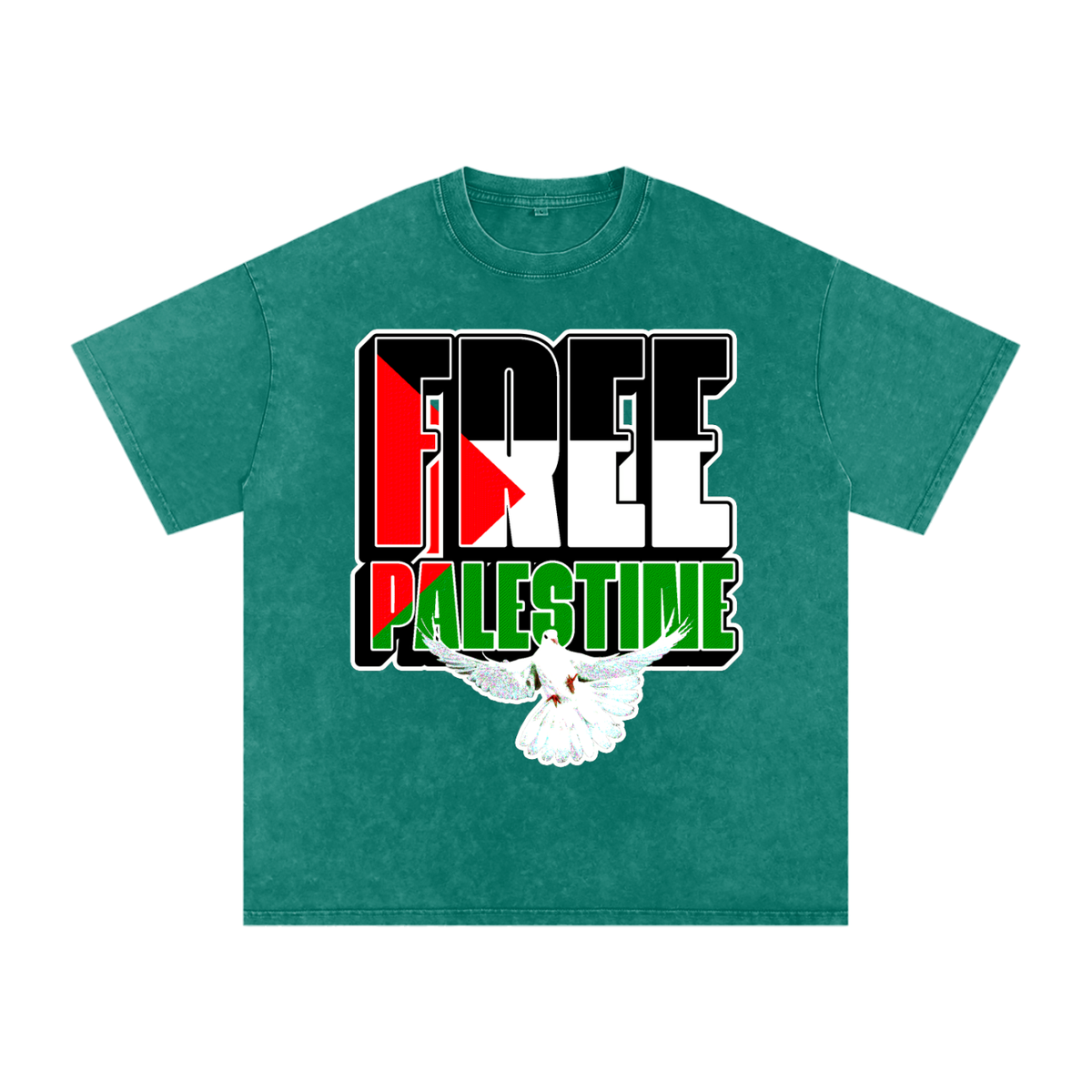 Free Palestine Snow Washed Oversized Cotton T-Shirt