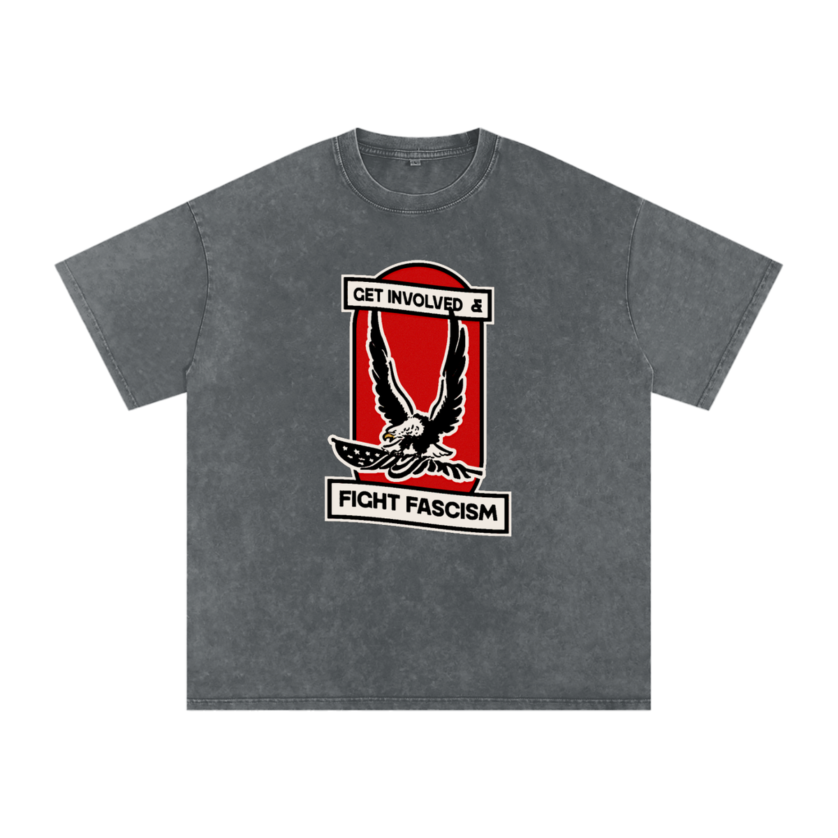 Fight Fascism Snow Washed Oversized Cotton T-Shirt