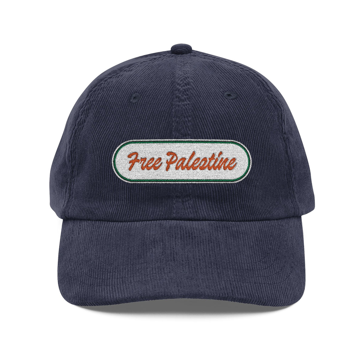 Vintage Corduroy Cap - Embroidered "Free Palestine" Patch, Retro Casual Hat