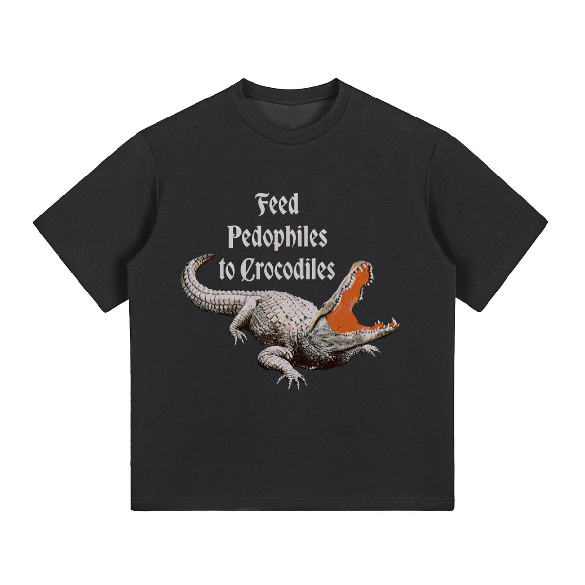 Feed Pedophiles to Crocodiles Women's Mineral Wash Cotton Crop T-Shirt