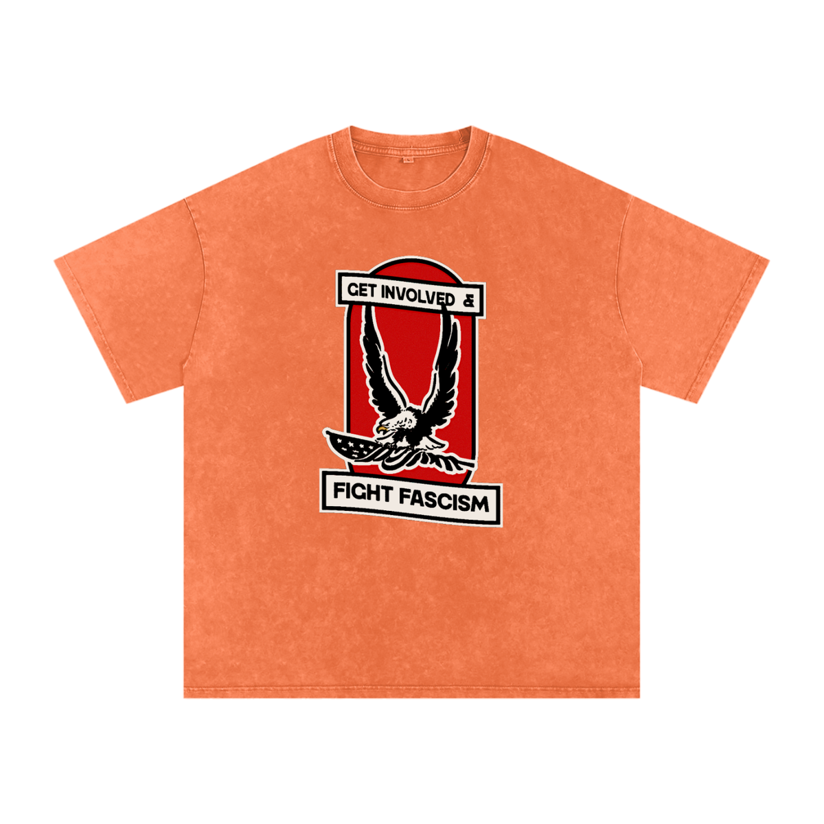 Fight Fascism Snow Washed Oversized Cotton T-Shirt