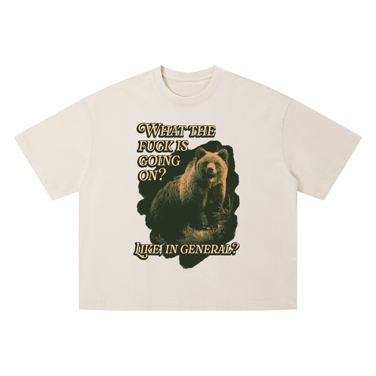 WTF Bear? Unisex Vintage Wash Boxy T-Shirt