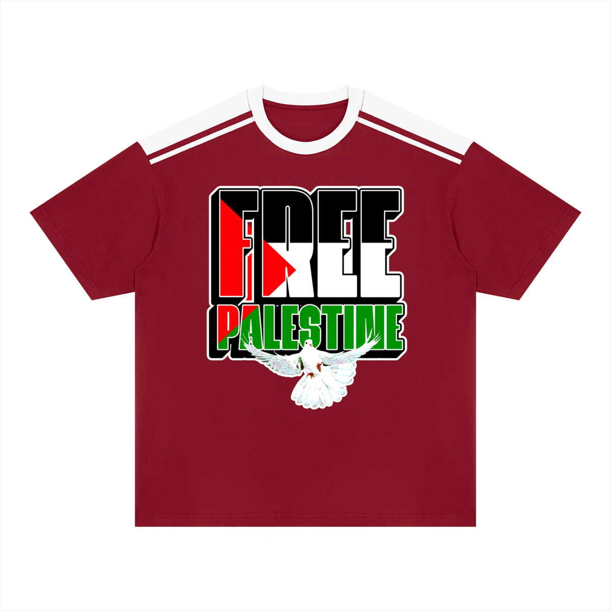 Free Palestine  Unisex Color Block Loose T-Shirt