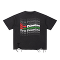 Free Palestine Flag Snow Washed Raw-Hem T-Shirt