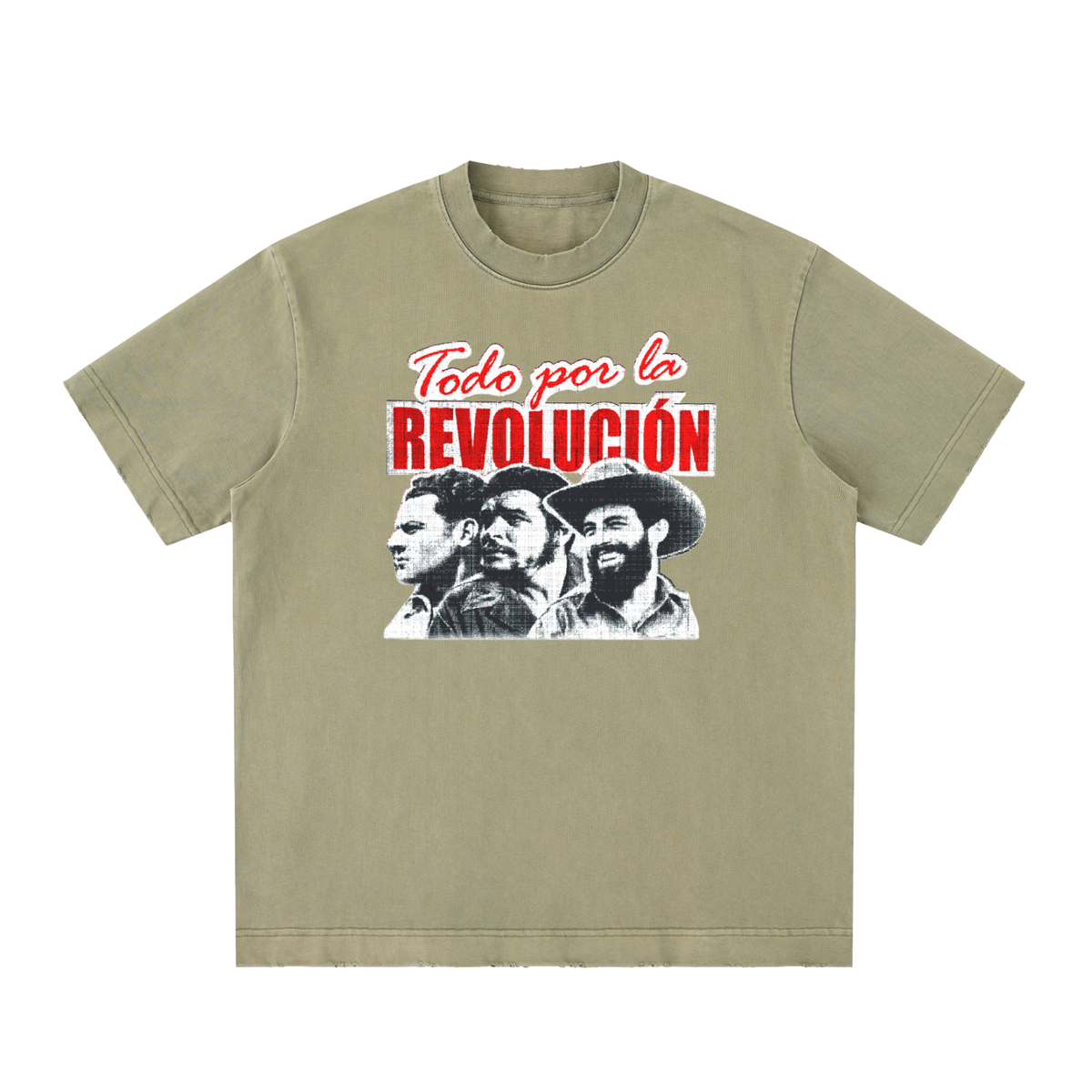 Todo Por La Revolucion Heavyweight Vintage Washed Frayed T-Shirt