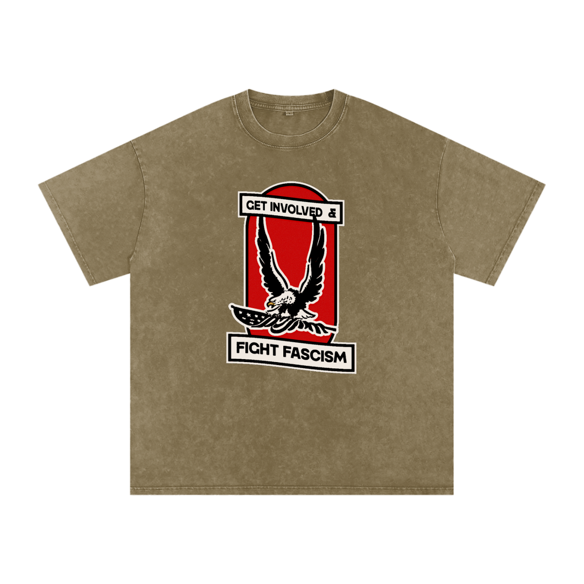 Fight Fascism Snow Washed Oversized Cotton T-Shirt