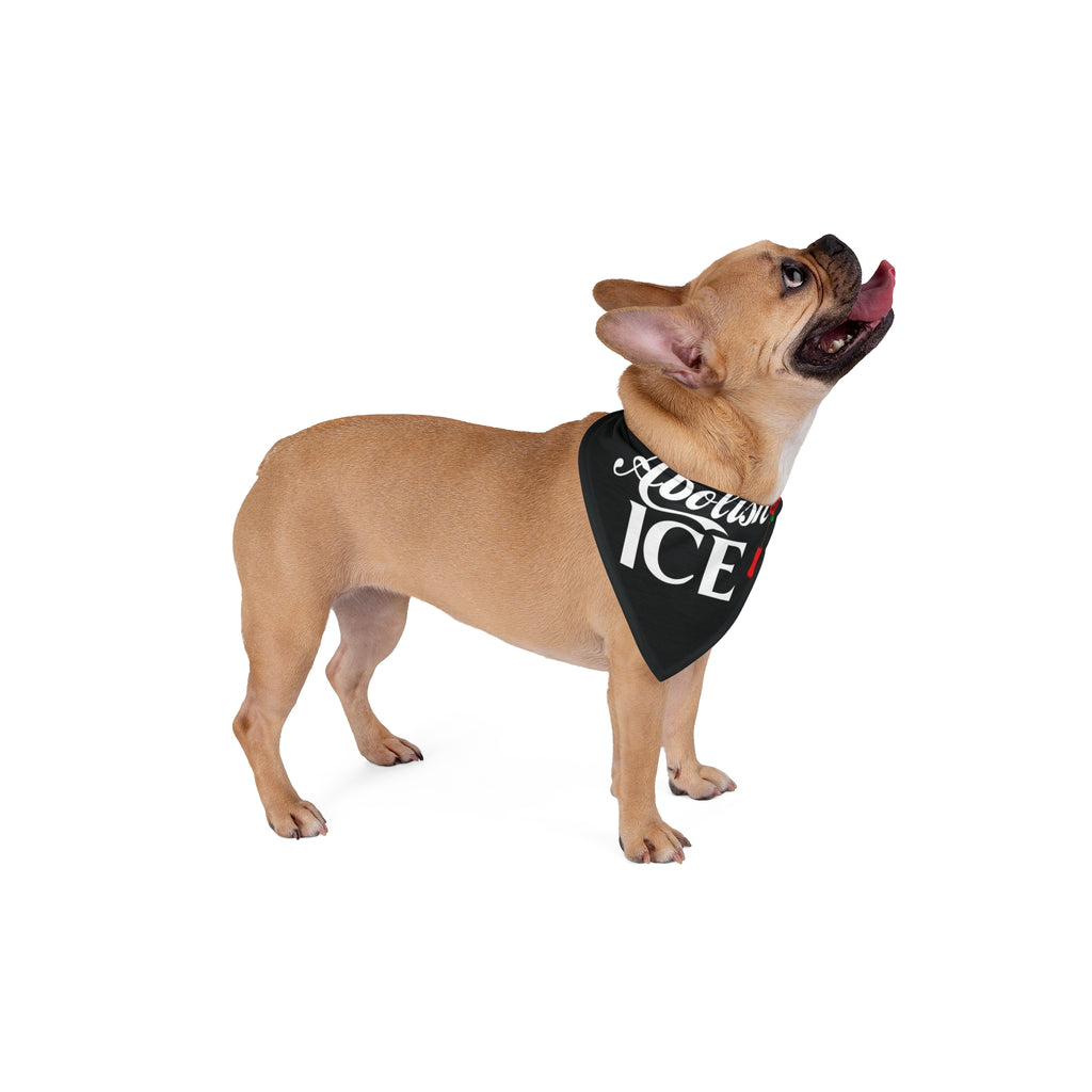 Abolish ICE Pet Bandana — Black Political Statement Dog Scarf with Rose Graphic
