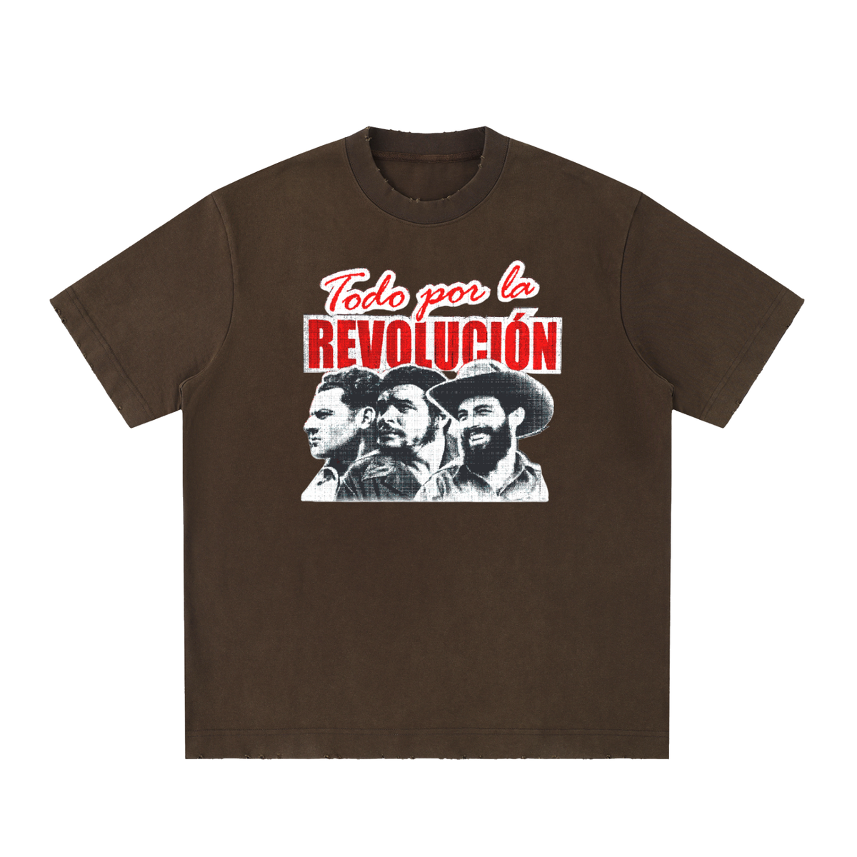 Todo Por La Revolucion Heavyweight Vintage Washed Frayed T-Shirt
