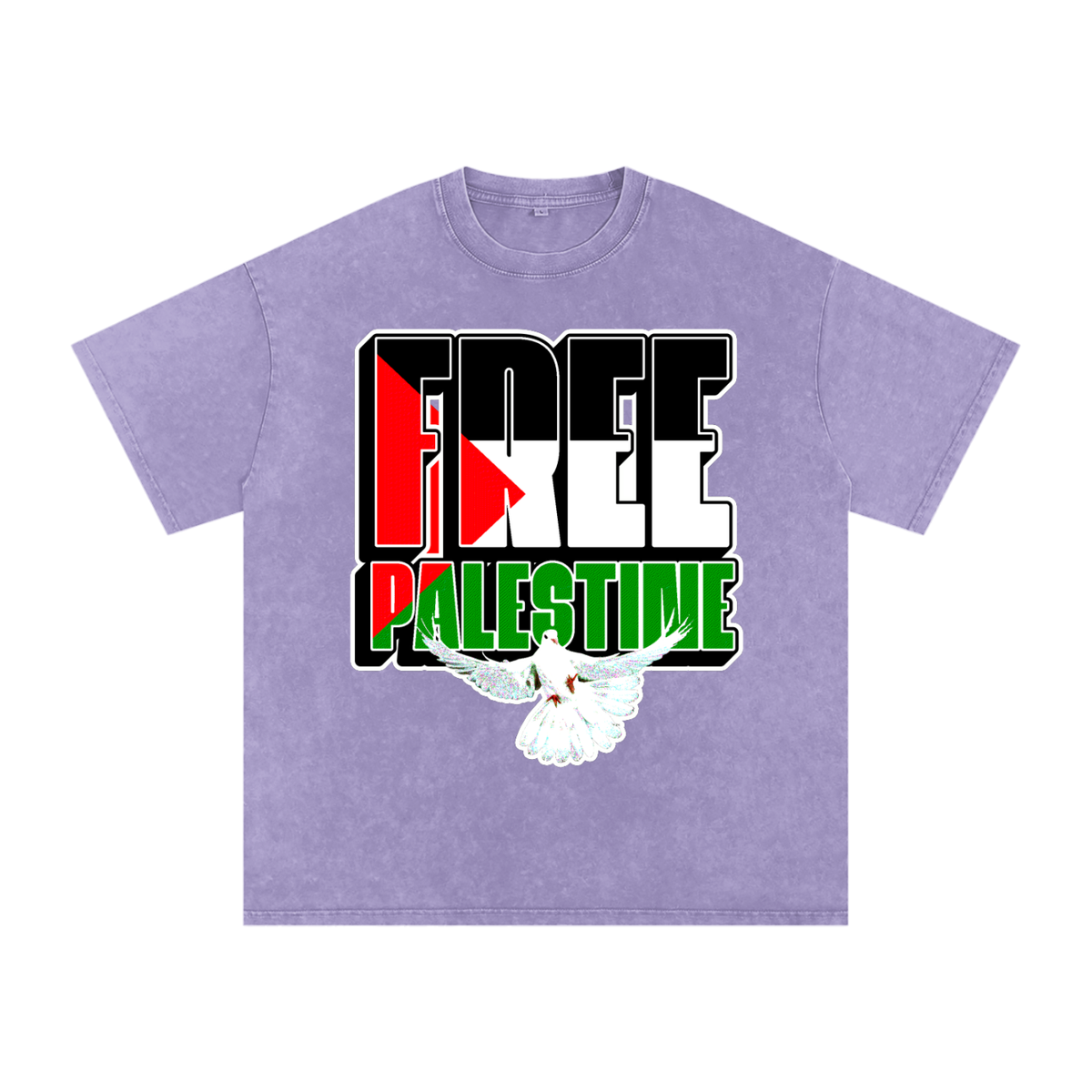 Free Palestine Snow Washed Oversized Cotton T-Shirt