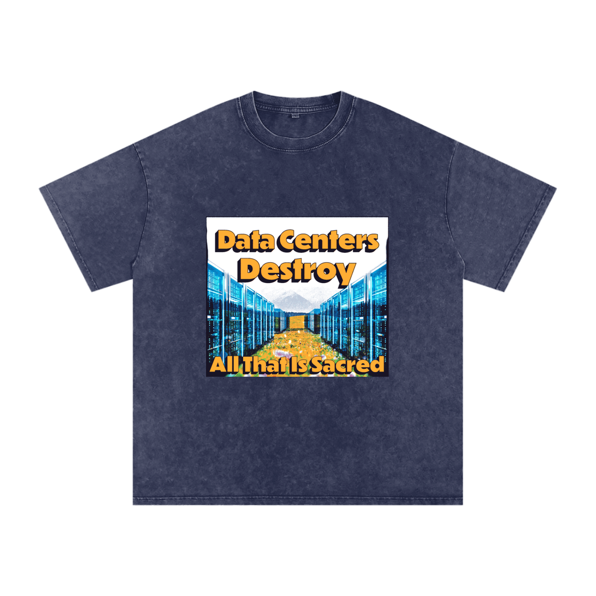 Data Center Destroy Snow Washed Oversized Cotton T-Shirt