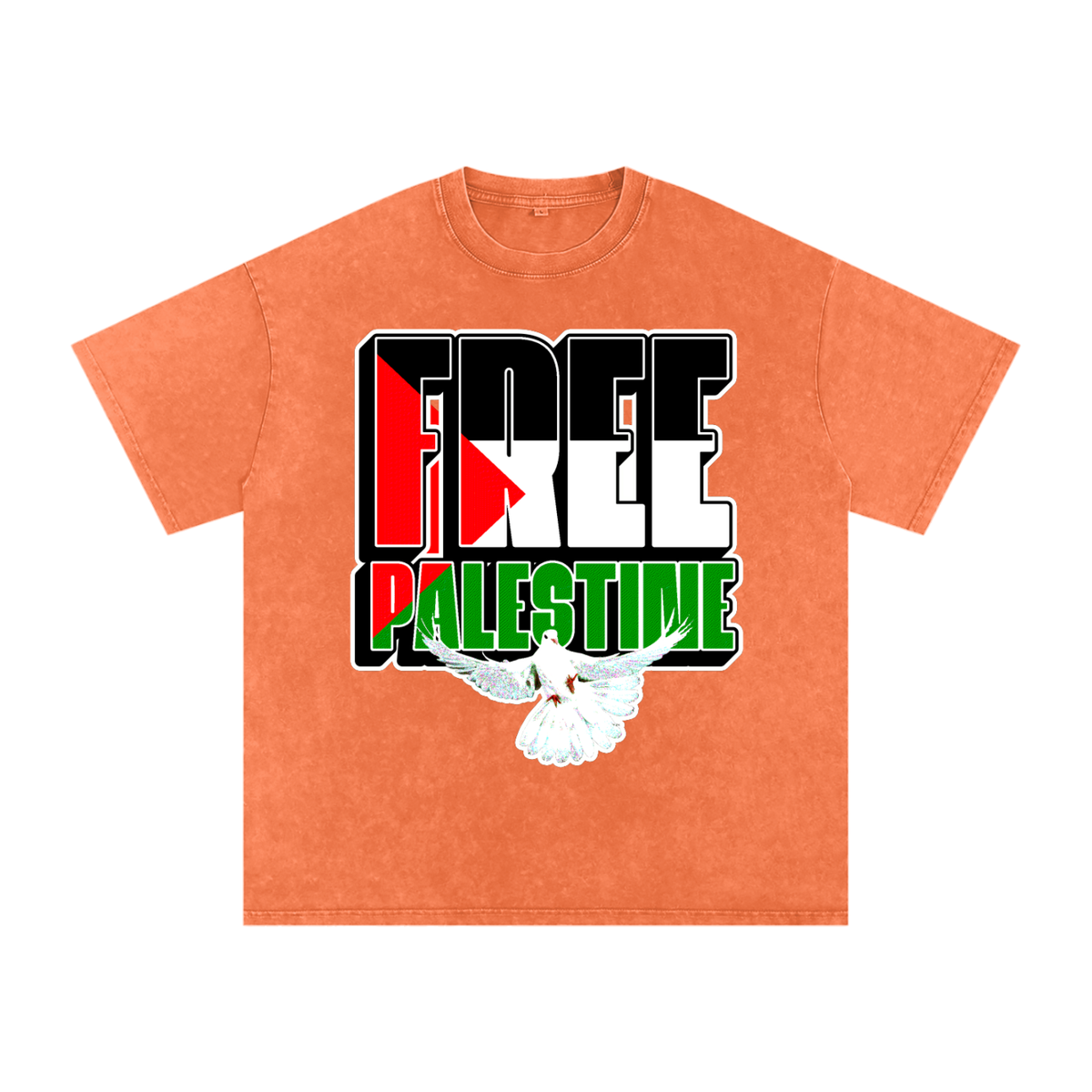Free Palestine Snow Washed Oversized Cotton T-Shirt