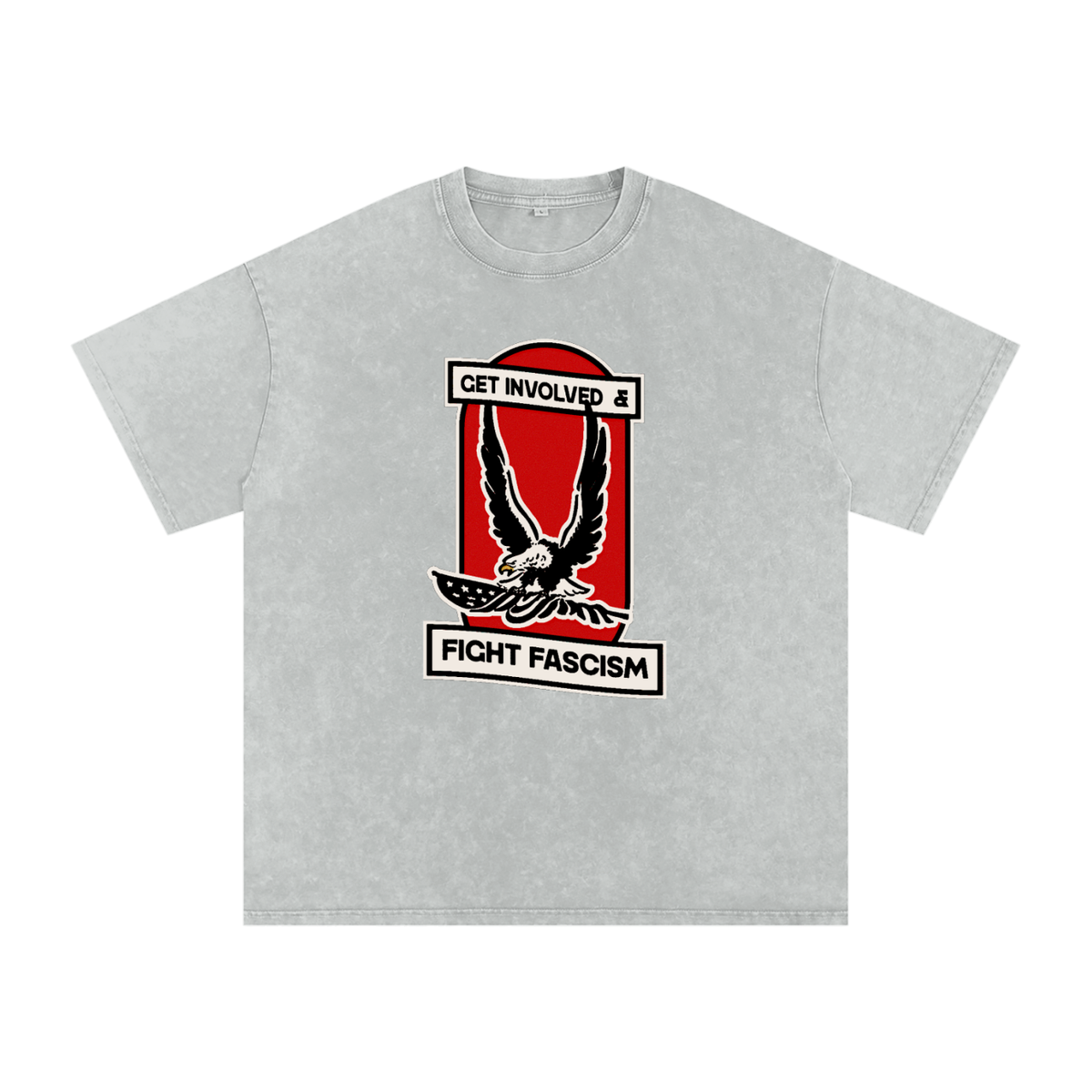Fight Fascism Snow Washed Oversized Cotton T-Shirt