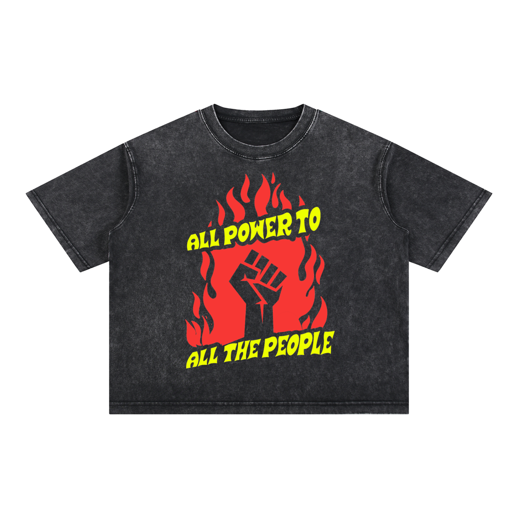 All Power to All the People Mineral Wash Boxy Cotton T-Shirt
