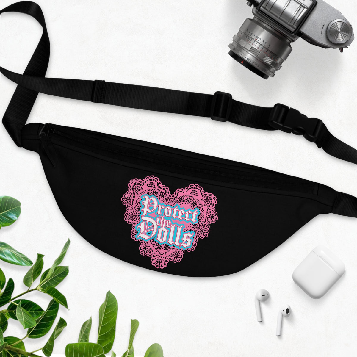 Protect the Dolls Lace Heart Fanny Pack — Trendy Pink Belt Bag