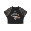 Feed Pedophiles to Crocodiles Women's Mineral Wash Cotton Crop T-Shirt