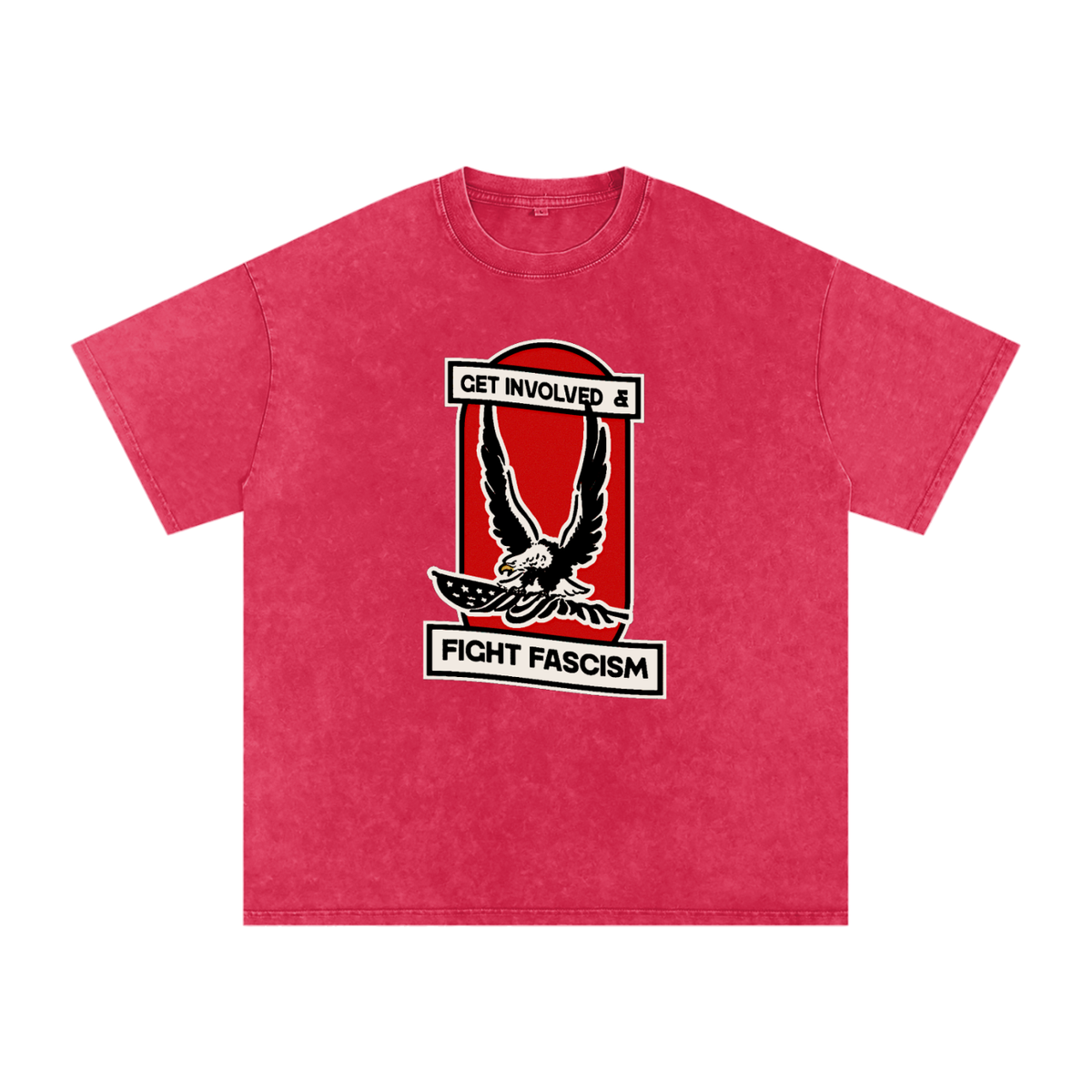 Fight Fascism Snow Washed Oversized Cotton T-Shirt