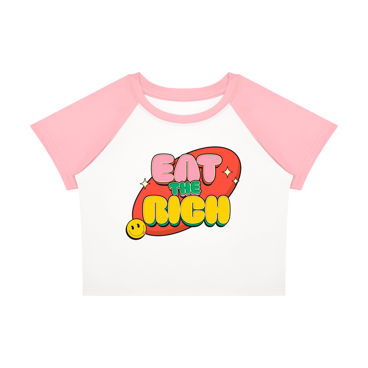 EAT THE RICH CUTESY Women’s Raglan Color Block Baby T-Shirt