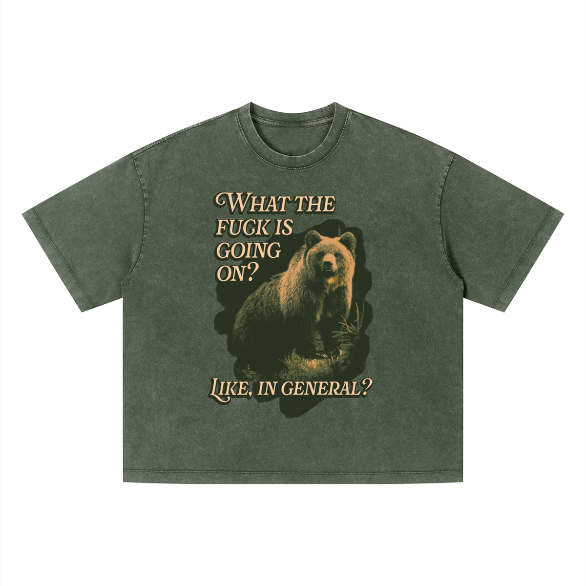 WTF Bear? Unisex Vintage Wash Boxy T-Shirt